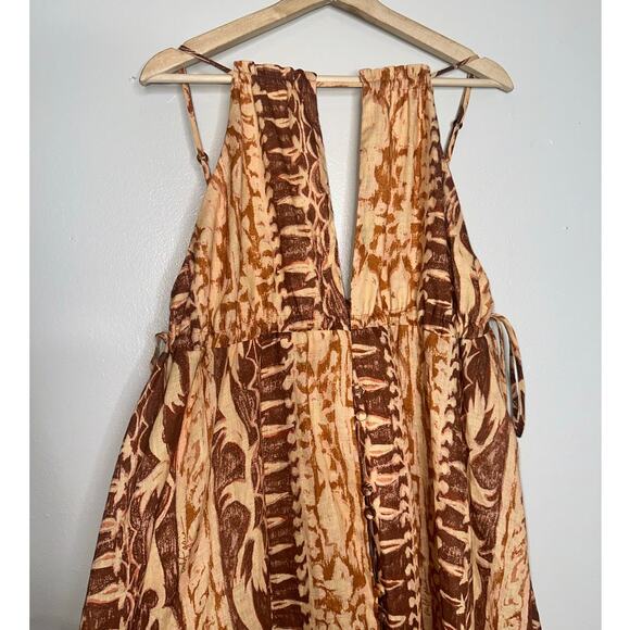Cult Gaia NWT Agatha Printed Linen Maxi Dress Cut Outs Spice Multi Size Large - Picture 4 of 10